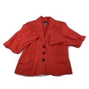 XCVI Button-Up Blazer Lagenlook Jacket Women's XL Coral  chic